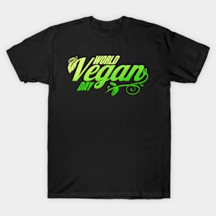 Green Leaves Logo For World Vegan Day, Veganism T-Shirt